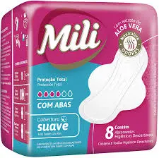 Absorvente Mili Protecao Total - Pacote C/8 - Suave com Abas